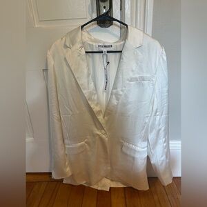 Steve Madden white satin blazer NWT
